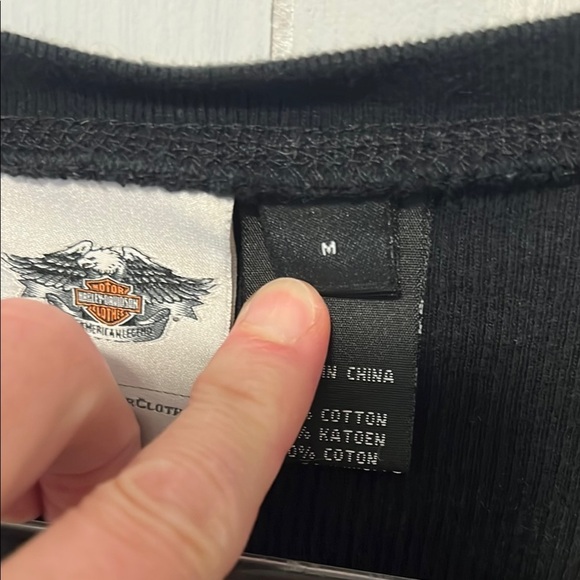 Harley-Davidson Sexy Black w Tan Logo Fitted Long Sleeve - Picture 3 of 9